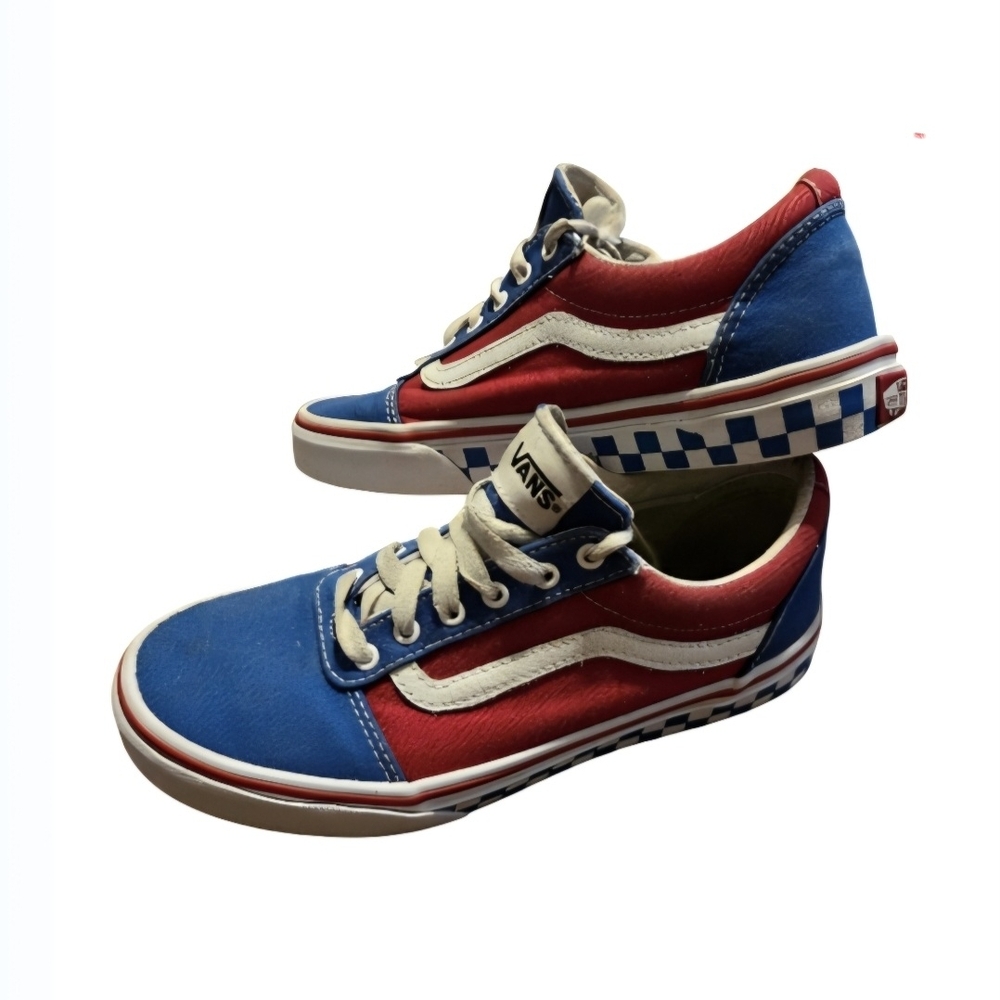 Vans Red and Blue Low-Top Sneakers